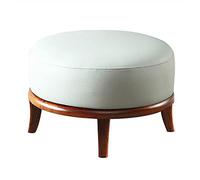 NBYGSC Leather Foot Stool - Premium Round Footrest for Living Room Multifunctional Accent Seat with Solid Wood Legs Available in Orange & 50x50x32cm