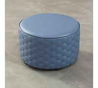 NBYGSC Leather Ottoman Footstool for Living Room Blue Round Pouf Stool 32x21cm Shoe Change Stool Bedroom Balcony Rest Stool.