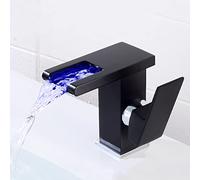 NBYGSC led Brass Tap Colors Changing Bathroom Sink Faucet, Single Handle 1 Hole Waterfall Basin Mixer, Chrome