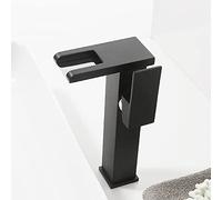 NBYGSC led Light Brass Waterfall, Mixer Tap Faucet for Basin Sink in Bathroom, Single Handle 1 Hole Hot and Cold Water Mixer,Chrome