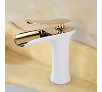 NBYGSC Lever Single Hole Bathroom Basin Sink Mixer Tap, Spout, Waterfall Faucet Short, Silver(White Gold)