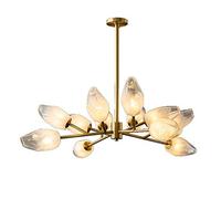 NBYGSC Light Fixtures,Branch Glass Lighting,G9 Brass Plating Chandelier,Home Living Room Bedroom Dining Room Lighting Lamp/15-Light