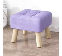 NBYGSC Linen Footstool with Wood Legs Stylish Ottomans for Living Room and Bedroom Purple Pouffe Footstool 30x30x34cm