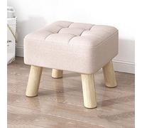 NBYGSC Linen Ottoman Foot Stool with Wood Legs for Living Room and Bedroom 30x30x34cm