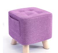 NBYGSC Linen Square Foot Stool Ottoman for Living Room and Bedroom Small Rest Stool with Shoe Change Function Purple 28x28x31cm