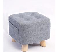 NBYGSC Linen Square Footstool Ottoman for Living Room and Bedroom Small Gray Foot Rest Stool with Shoe Storage 28x28x25cm