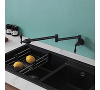 NBYGSC ller Commercial Wall Mount Folding Stretchable Brass Faucet with Double Joint Swing Arms Single Hole Two Handles, Kitchen Sink FA