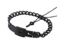 NBYGSC Locking Bracelet with Key For Women and Men - Bracelet Love Heart Lock Bracelets Bangle Key Pendant Necklace, Lock and Key Necklace For Couples
