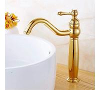 NBYGSC Luxury Gold Finish Tall Brass Basin Sink Faucet with Single Handle and Ceramic Taps Bathroom Fixtures
