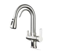 NBYGSC Matte Black Pull out Kitchen Faucet with Rotation Function Water Filter Tap Smart Sink Mixer (Type A Brush Nickel) Stylish & Functional