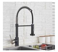 NBYGSC Matte Black Sink Faucet One Handle Spring Hot and Cold Water Tap Deck Mounted Bathroom Kitchen Crane(Black Brushed)