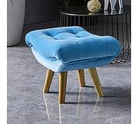 NBYGSC Mid Century Velvet Curved Foot Stool with Wooden Legs Soft Padded Rest Bench Decorative Chair for Living Room & Bedroom - Green 60x35x30cm (Blue Option Available)