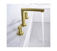 NBYGSC Mixer Brass Dual Handle Bathroom Sink 3 Hole Basin Tap Deck Mounted Lavatory Faucet with Hot and Cold Water,Brushed Gold(Brushed Gold)