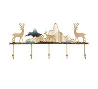 NBYGSC Mount Gold Deer Decor Chinese Mounted,23in Metal Hanger Rack with 5 Wall Hooks Coat Hook