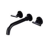 NBYGSC Mounted Basin taps Black,Brass,Hot and Cold Wall-Mount Faucet,Double Lever,Three Holes,Basin Mixer Tap Wall Mounted,Black,b-Split