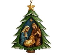 NBYGSC Nativity Christmas Tree Ornament - Holy Family Scene Pendant, Religious Holiday Decoration For Believers | Hanging Ornament For Tree Wreath Mantle Wall Car Garden Yard Outdoor Party Decor
