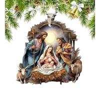 NBYGSC Nativity Christmas Tree Ornaments,2D Acrylic Decoration,Birth of Jesus Christmas Decor | for Home Car Rearview Mirror Window Wall Holiday