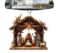 NBYGSC Nativity Scene Decoration for The Christmas Tree, Nativity Scene Christmas Tree Decoration, 3D Acrylic Nativity Scene Pendant, Festive Stable Memorial Decoration for Home