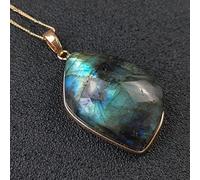 NBYGSC Natural Flash Labradorite Rough Stone Pendants Necklace Random Shapes Fashion Charms Creativity Jewelry Stone Mineral Specimen (Color : Necklace)