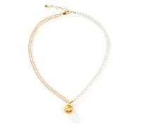 NBYGSC Natural Freshwater Half Pearl Half Chain Necklace For Women Men, Imitation Pearl Beaded Half Pearl Necklace - Classy Pearl Necklace, Half Pearl Half Chain Necklace Initial For Birthday