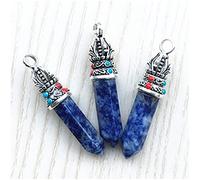 NBYGSC Natural Stone Crystal Pillar Point Amethyst Opal Pendant and Necklace Ladies Jewelry Making Jewelry 24 PiecesCrystal Crystal Stone Colleion (Size : Sodalite)