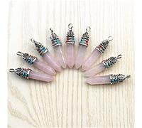 NBYGSC Natural Stone Crystal Pillar Point Amethyst Opal Pendant and Necklace Ladies Jewelry Making Jewelry 24 PiecesCrystal Crystal Stone Colleion (Size : Amethyst)