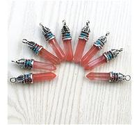 NBYGSC Natural Stone Crystal Pillar Point Amethyst Opal Pendant and Necklace Ladies Jewelry Making Jewelry 24 PiecesCrystal Crystal Stone Colleion (Size : Cherry Quartz)