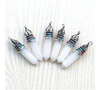 NBYGSC Natural Stone Crystal Pillar Point Amethyst Opal Pendant and Necklace Ladies Jewelry Making Jewelry 24 PiecesCrystal Crystal Stone Colleion (Size : White Marble)