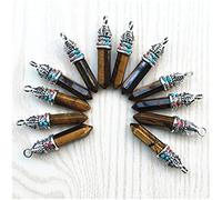 NBYGSC Natural Stone Crystal Pillar Point Amethyst Opal Pendant and Necklace Ladies Jewelry Making Jewelry 24 PiecesCrystal Crystal Stone Colleion (Size : Tiger Eye)