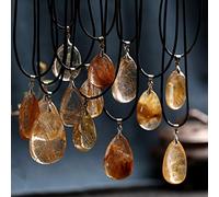 NBYGSC Natural Stones Rutilated Quartz Pendant Hair Crystal Necklace Mineral Specimen Garden Crystal Gost Quartz Jewelry Energy
