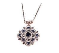 NBYGSC Necklace Boho Vintage Necklace For Women Full Rhinestone Big Blue Pendant Necklace Antique Color Statement Jewelry,Necklace Household