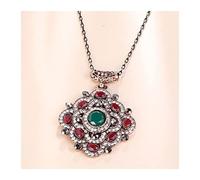 NBYGSC Necklace Boho Vintage Necklace For Women Full Rhinestone Big Blue Pendant Necklace Antique Color Statement Jewelry,Necklace Household