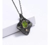 NBYGSC Necklace for Women Irregular Black Gold Two Tone Geometric Green Zircon Pendant Women Chain