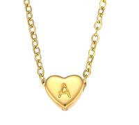 NBYGSC Necklace For Women, Minimalist Small Love Heart Letter Pendant Necklace, Chunky Heart Necklace, Heart Necklace, Olivia Necklace, Heart Necklace Red, Gold Red Heart