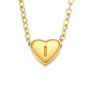 NBYGSC Necklace For Women, Minimalist Small Love Heart Letter Pendant Necklace, Chunky Heart Necklace, Heart Necklace, Olivia Necklace, Heart Necklace Red, Gold Red Heart