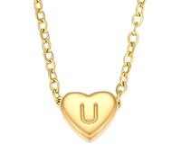 NBYGSC Necklace For Women, Small Love Heart L M N O P Q R S T U Letter Necklace, Chunky Heart Necklace, Heart Necklace, Olivia Necklace, Heart Necklace Red, Gold Red Heart