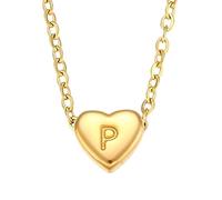 NBYGSC Necklace For Women, Small Love Heart L M N O P Q R S T U Letter Necklace, Chunky Heart Necklace, Heart Necklace, Olivia Necklace, Heart Necklace Red, Gold Red Heart