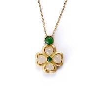 NBYGSC Necklace S Plated Ancient Method Craft Inlaid Jade Petal Necklace Women's Small Clavicle Chain Jewelry Gift