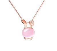 NBYGSC Necklaces for Women Girls Cute Animal Pink Crystal Bunny Necklace Rose Pendant Necklace Jewelry Gifts for Women Birthday Choker Necklaces Household