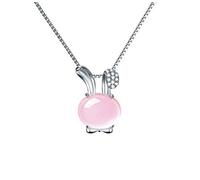 NBYGSC Necklaces for Women Girls Cute Animal Pink Crystal Bunny Necklace Rose Pendant Necklace Jewelry Gifts for Women Birthday Choker Necklaces Household