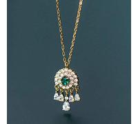 NBYGSC Necklaces for Women Girls Necklace Female Drop Green Diamond Fresh Diamond Dream Catcher Element Clavicle Chain Necklace Choker Necklaces Household
