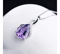 NBYGSC Necklaces for Women Girls Purple Amethyst Drop Shape Ladies Pendant Necklace Valentine's Gift For Girlfriend Wife Mother Or Friend Choker Necklaces,Necklace Household