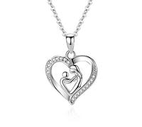 NBYGSC Necklaces for Women, S Heart-Shaped Mother and Child Hug Pendant Love Heart Mother and Child Pendant NecklaceMicro-Set Fashion Creative Necklace