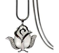 NBYGSC Necklaces Tulip Pendant Necklace Vintage Opal Crystal Bohemian Women Long Chain Sweater Costume Jewelry Gift Durability and Attraion Jewelry Gift