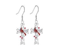 NBYGSC New 2025 3Pcs/Set, Cardinal Bird Hollow Cross Earrings Necklace Set, Family and Friends Anniversary Party Gifts Decoration Jewelry Commemorative with You Accessories Trendy Best For Gift