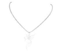 NBYGSC New 2025 Animal Hummingbird Stainless Steel Statement Pendant Necklace Earrings Men Women Silver Color Bird Set Decoration Jewelry Commemorative with You Accessories Trendy Best For Gift