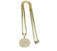 NBYGSC New 2025 Arabic Muslim Allah Quran Round Medal Pendant Necklace Women Men Stainless Steel Gold Plated Islamic Amulet Party Decoration Jewelry Commemorative Accessories Trendy Best For Gift