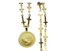 NBYGSC New 2025 Catholicism Prayer Hand Pendant Necklace Women Men Stainless Steel Gold Color Religion Amulet Chain Colar Masculino Decoration Jewelry Commemorative Trendy Best For Gift