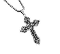 NBYGSC New 2025 Classic Orthodox Pattern Cross Necklace Men Women Slavic Prayer Stainless Steel Amulet Collar Decoration Jewelry Commemorative with You Accessories Trendy Best For Gift