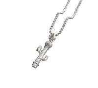 NBYGSC New 2025 Delicate Zircon Inlaid Cactus Flower Pendant Cross Necklace Men Women Fun Symbol Trend Decoration Jewelry Commemorative with You Accessories Trendy Creative Best For Gift